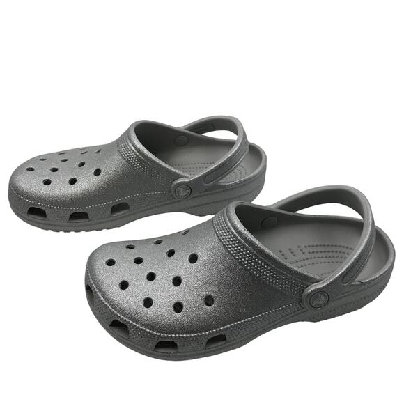 NEW Crocs Classic Glitter Clogs Unisex Mens 8US / Womens 10US Silver NWOB - Picture 5 of 8